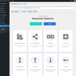 Page screenshot: Wow Plugins → Float Menu →  Pro Features