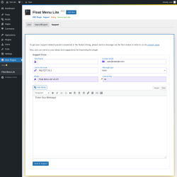 Page screenshot: Wow Plugins → Float Menu Lite → Support
