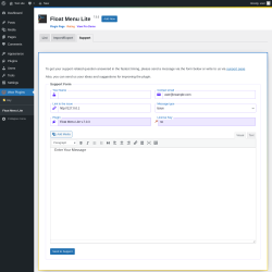 Page screenshot: Wow Plugins → Float Menu Lite → Support