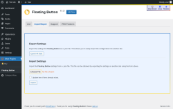 Page screenshot: Wow Plugins → Floating Button → Import/Export