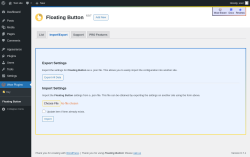 Page screenshot: Wow Plugins → Floating Button → Import/Export