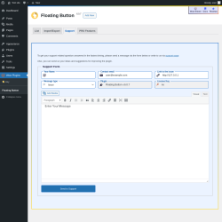 Page screenshot: Wow Plugins → Floating Button → Support