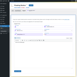 Page screenshot: Wow Plugins → Floating Button → Support