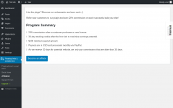 Page screenshot: Floating links & social icons → Affiliation