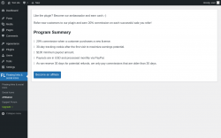 Page screenshot: Floating links & social icons → Affiliation
