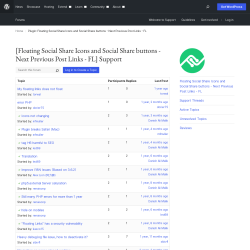 Page screenshot: Floating links & social icons → Support Forum