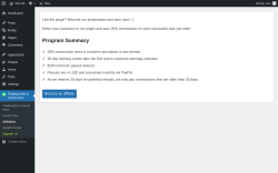 Page screenshot: Floating links & social icons → Affiliation