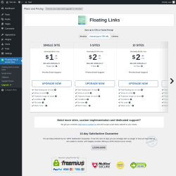 Page screenshot: Floating links & social icons → Upgrade  ➤