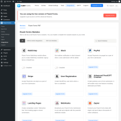 Page screenshot: Fluent Forms &rarr; Integrations