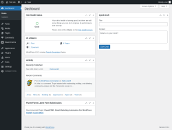 Page screenshot: Dashboard &lsaquo; Test site &mdash; WordPress