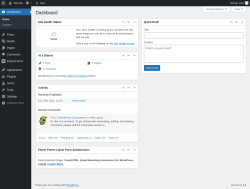 Page screenshot: Dashboard &lsaquo; Test site &mdash; WordPress