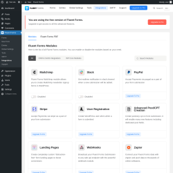 Page screenshot: Fluent Forms &rarr; Integrations
