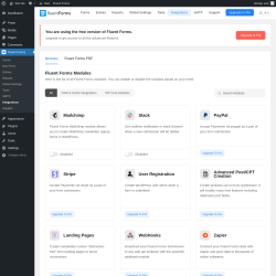 Page screenshot: Fluent Forms → Integrations