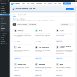 Page screenshot: Fluent Forms &rarr; Integrations