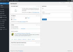 Page screenshot: Dashboard &lsaquo; Test site &mdash; WordPress