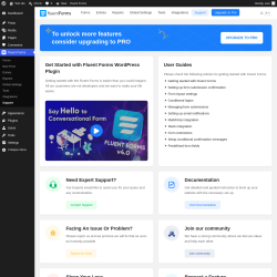 Page screenshot: Fluent Forms &rarr; Support