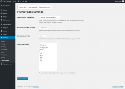 Page screenshot: Settings → Flying Pages