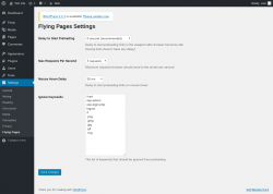 Page screenshot: Settings → Flying Pages