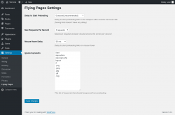 Page screenshot: Settings → Flying Pages