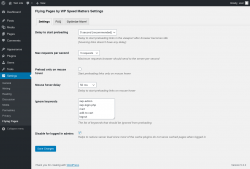 Page screenshot: Settings → Flying Pages