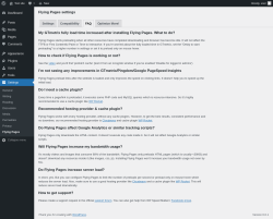 Page screenshot: Settings → Flying Pages → FAQ