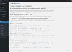 Page screenshot: Settings → Flying Pages → FAQ