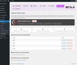 Page screenshot: Tools &rarr; Folder Auditor &rarr; 
        
        Uploads    