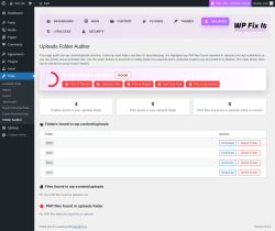 Page screenshot: Tools &rarr; Folder Auditor &rarr; 
        
        Uploads    