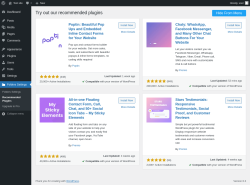 Page screenshot: Folders Settings &rarr; Recommended Plugins