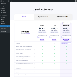 Page screenshot: Folders Settings &rarr; Upgrade to Pro
