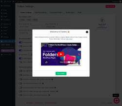 Page screenshot: Folders &lsaquo; Test site &mdash; WordPress