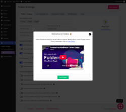 Page screenshot: Folders &lsaquo; Test site &mdash; WordPress