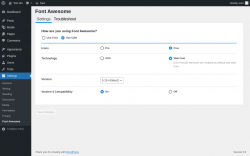 Page screenshot: Settings &rarr; Font Awesome