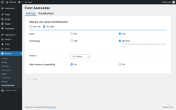 Page screenshot: Settings &rarr; Font Awesome