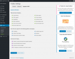Page screenshot: FooBox &rarr; Settings &rarr; Upgrade to PRO!