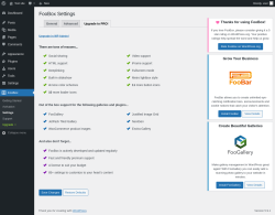 Page screenshot: FooBox &rarr; Settings &rarr; Upgrade to PRO!