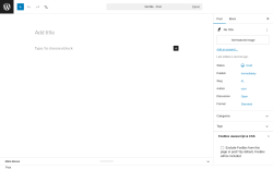 Page screenshot: Add Post &lsaquo; Test site &mdash; WordPress