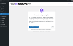 Page screenshot: FooConvert ‹ Test site — WordPress