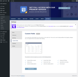 Page screenshot: Menus → Settings → Custom Fields