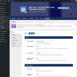 Page screenshot: Menus → Settings