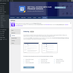 Page screenshot: Menus → Settings → Ordering