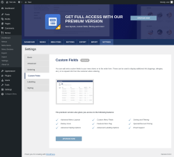 Page screenshot: Menus → Settings → Custom Fields