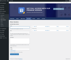 Page screenshot: Menus → Menu Sections