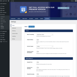 Page screenshot: Menus → Settings