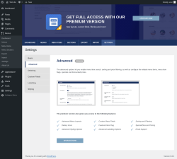 Page screenshot: Menus → Settings → Advanced