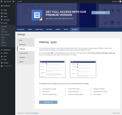 Page screenshot: Menus → Settings → Ordering