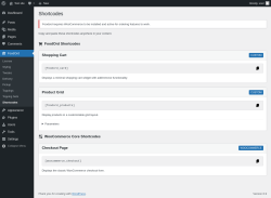 Page screenshot: FoodOrd &rarr; Shortcodes