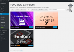 Page screenshot: FooGallery &rarr; Extensions &rarr; Free