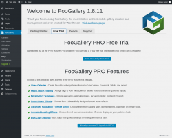 Page screenshot: FooGallery &rarr; Help &rarr; 
			Free Trial		