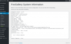 Page screenshot: FooGallery &rarr; System Info